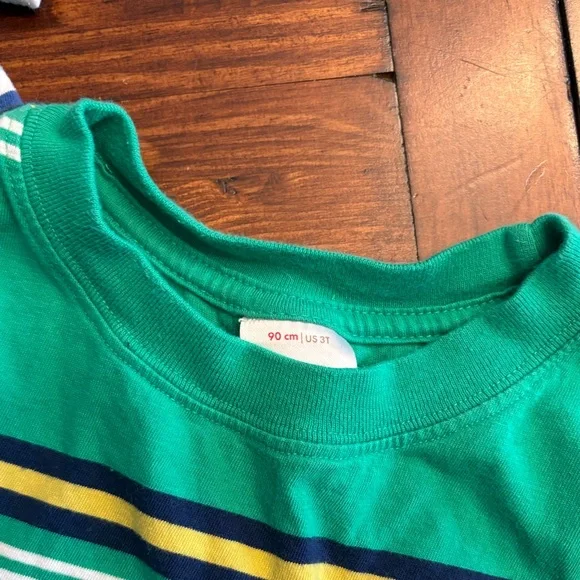 Hanna Andersson 2pc Striped Blue and Green Kids T-Shirts Sz 3T - Picture 3 of 6